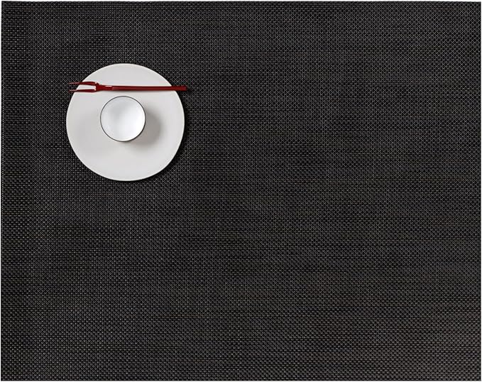 Chilewich Mini Basketweave Placemats in Espresso - Set of 4 - Easy Care Woven Tabletop Textiles - Indoor/Outdoor - 19" x 14" Rectangle