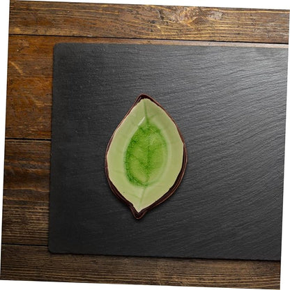 Cabilock 4pcs Cute Ceramic Plate Leaf Shape Small Sauce Dish Appetizer Plates Japenese Style Small Dessert Tiny Serve Bowl Kitchen Condiments