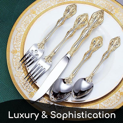 michelangelo cutlery set,18/10 stainless steel flatware sets, 90-piece service for 18 people,utensils tableware set for kitchen, dishwashe safe