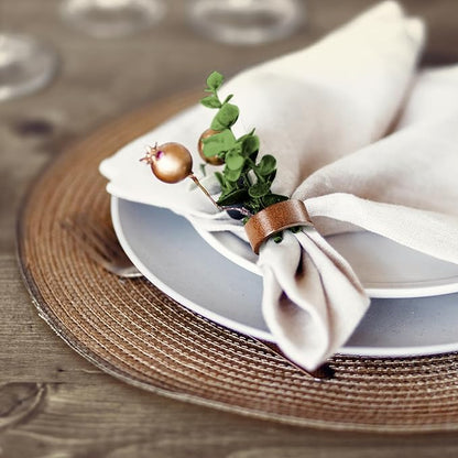 12-Pack Wooden Napkin Rings, Hemlock Wood Table Napkin Holder, Handcrafted Decorative Napkin Rings for Weddings, Banquets, Family Dinners, and Formal Table Settings