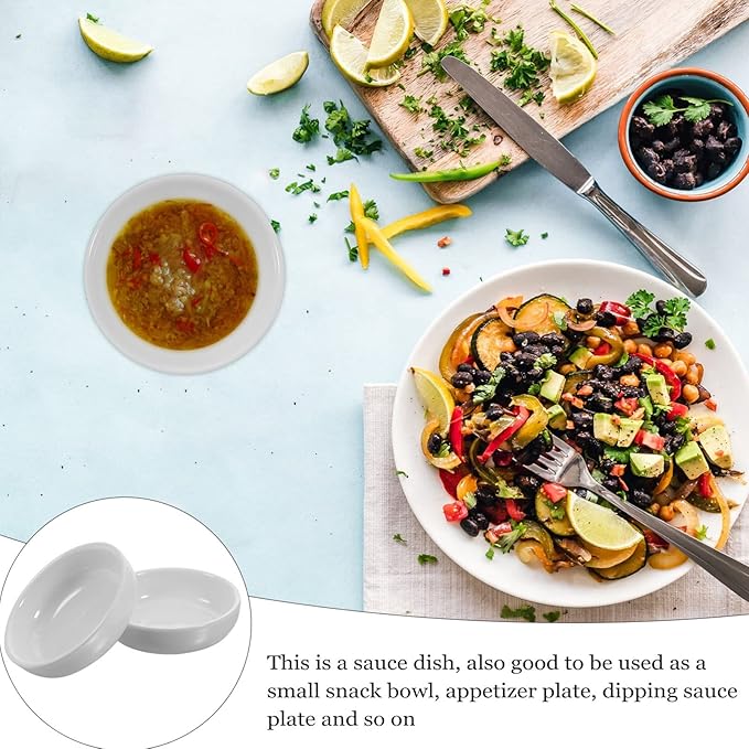 Zerodeko 6pcs Ceramic Snack Serving Dishes Small Condiment Plates for Dipping Sauce for Sushi Ice and Appetizers Easy to Clean and Store
