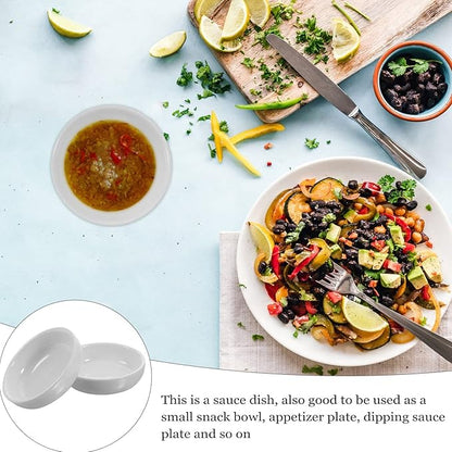 Zerodeko 6pcs Ceramic Snack Serving Dishes Small Condiment Plates for Dipping Sauce for Sushi Ice and Appetizers Easy to Clean and Store