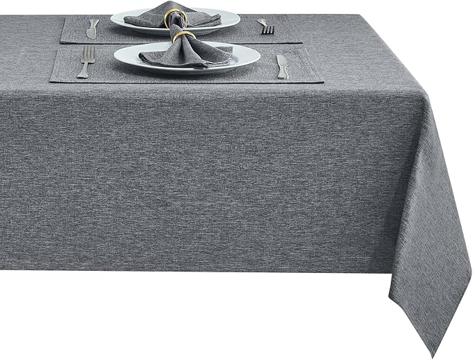 Rectangle Table Cloth Linen Farmhouse Stainproof Waterproof Washable Polyester Oblong Rectangular Fabric Table Cover for Kitchen Dining Dinner(Gray/60x120 Inch)