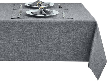 Rectangle Table Cloth Linen Farmhouse Stainproof Waterproof Washable Polyester Oblong Rectangular Fabric Table Cover for Kitchen Dining Dinner(Gray/60x120 Inch)