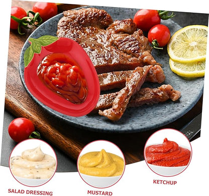 2pcs Strawberry Shape Ceramic Bowl Salad Plate Decorative Dessert Serving Plate Ceramic Seasoning Dishes