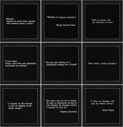 Five Star Funny Whiskey Quotes | Black Cotton Cocktail Napkins | 50 Luxury Disposable Beverage Napkins with Witty Bar Quotes | Drink Napkins for Parties, Bars, Weddings & Game Nights