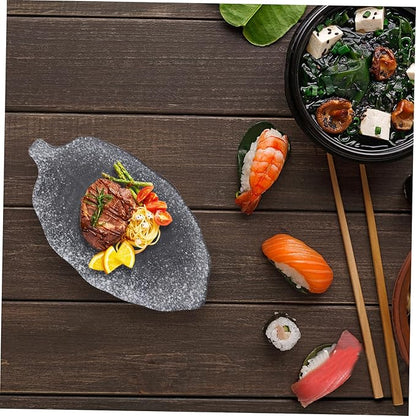 2pcs Retro Banana Leaf Design Plate Ceramic Snack Plate Dipping Dish Seasoning Saucer for Housewarming
