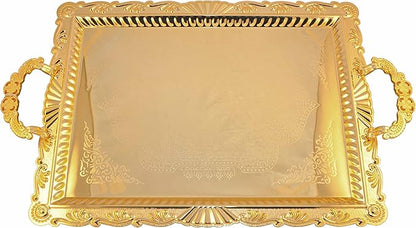 serving tray stainless set of 3