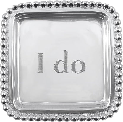 Mariposa "I do" Beaded Square Tray