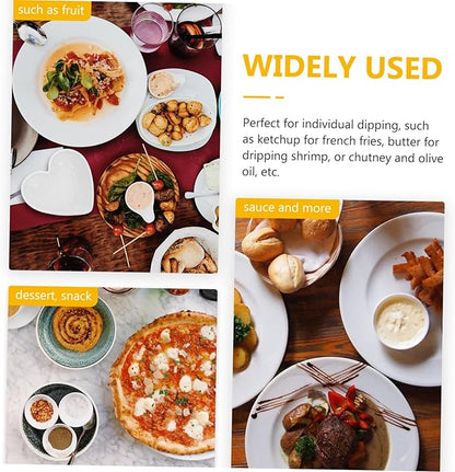 GLEAVI 4pcs Heart-shaped Ceramic Sauce Dishes Seasoning Bowl Serving Plate Charcuterie Plate White Serving Platter for Sauces Soy Mustard Vinegar Desserts Condiments Appetizers