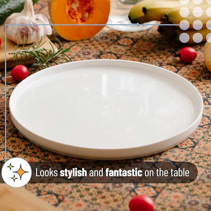 BTaT- Porcelain White Dinner Plates, Set of 6, 10.6 inch, Salad Serving Modern Round Dishes, Smooth Glaze, Dishwasher Safe, Microwave, Oven Safe, Scratch Resistant
