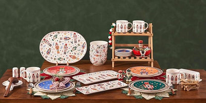 Bico Christmas Soldier Dinner Plates Set of 4, 11 Inch Large Ceramic Plates for Pasta, Steak, Stylish Serving Dishes, Microwave and Dishwasher Safe, Gift for Housewarming and Christmas