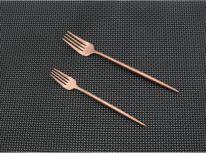 Flatware Set for 2, Luxury 10 Pieces Rose Gold Plated Copper Color 18/10 Stainless Steel Silverware Flatware Sets Spoons Knives and Forks Set, Service for 2