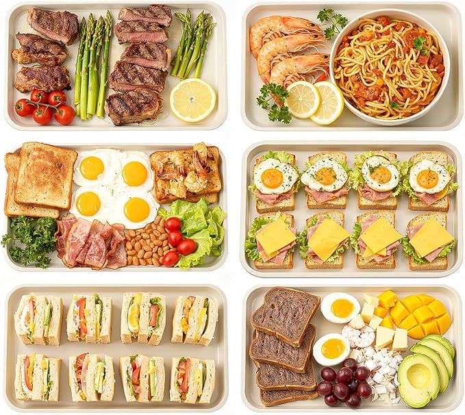 24PCS Eating Food Serving Tray,14.17" x10.63" Rectangular Serving Platter Restaurant Serving Reusable Cafeteria Tray Stackable Party Trays for Dinner Snack Cafeteria Restaurants