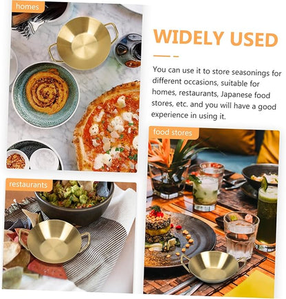 Happyyami Stainless Steel Seasoning Dish Set 4-inch Appetizer Plate for Dipping Sauces Creative Condiment Holder for Sushi and Appetizers