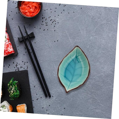 4pcs Leaf-shaped Ceramic Sauce Dishes Multi-use Porcelain Appetizer Plates for Jam Ketchup and Dessert Elegant Crackle Glaze Design for Parties and Home Dining