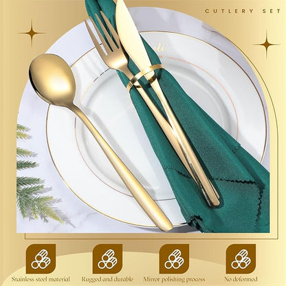240 Pcs Gold Silverware Set for 80 - Stainless Steel Flatware Cutlery Set Include Forks, Knives & Spoons for Wedding Parties, Kitchen, Restaurant - Dishwasher Safe