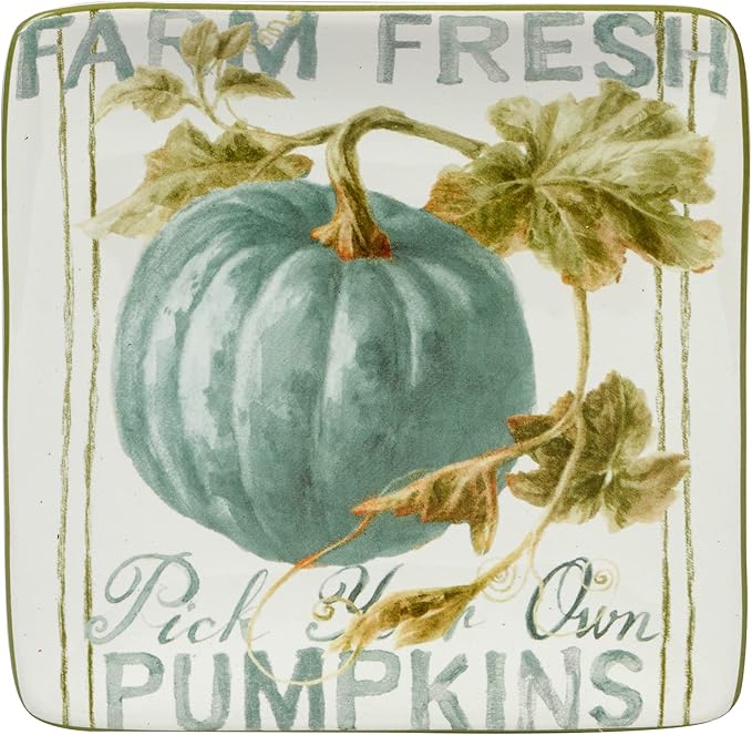 Certified International Autumn Harvest Set Square Canape/Luncheon Plates, Set of 4, Small