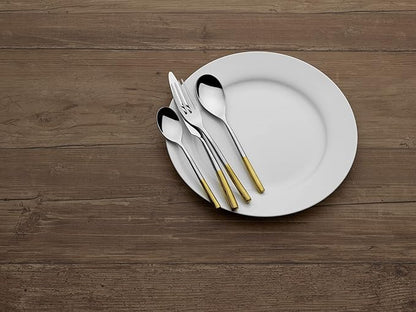 Mikasa Duval Gold Lines 18.0 Forged Stainless Steel 16 Piece Cutlery Set, Service For 4