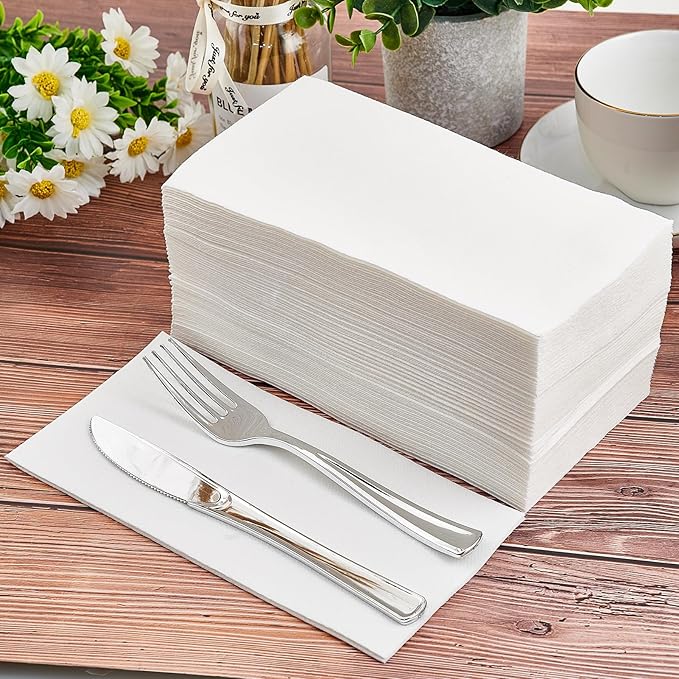100PACK Disposable Hand Towels for Bathroom, Soft and Absorbent Paper Guest Towels Disposable Decorative Bathroom Hand Napkins for Kitchen, Parties, Weddings, Dinners