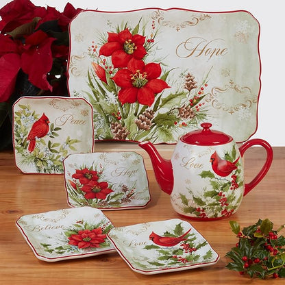 Certified International Winter's Medley 5.75" Canape/Luncheon Plates, Small, Multicolor, Set of 4