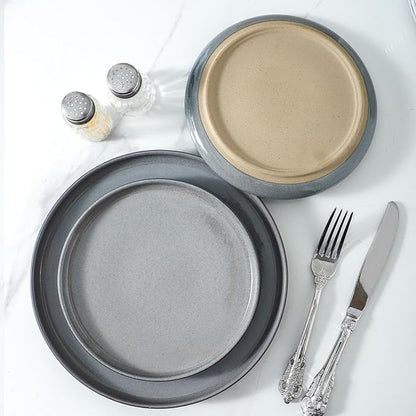 HASENSE Ceramic Dessert Plates Set – 8 Inch Premium Proclaim Dishes, 4 Piece Gray Plates Set Ideal for Serving Dessert, Snack or Vegetable, Dishwasher Safe and Microwave Safe for Daily Dining