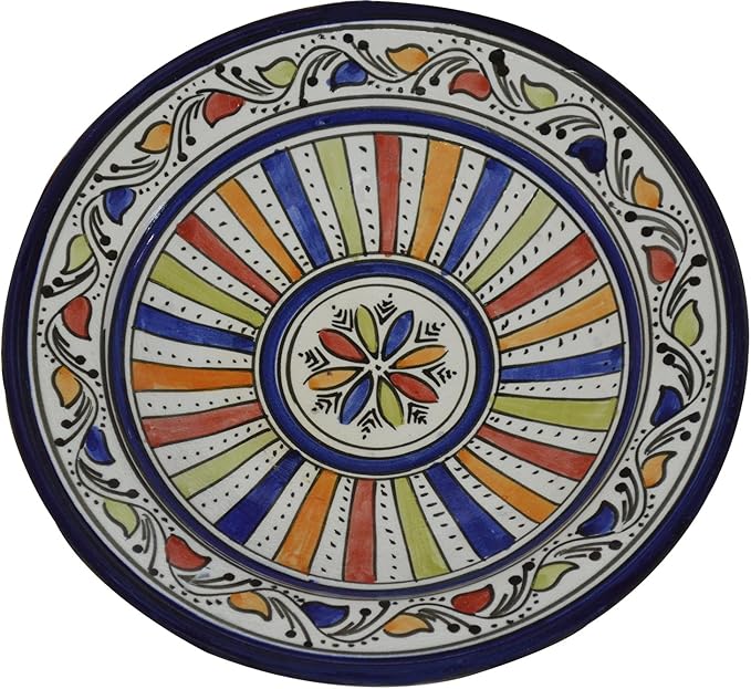 Ceramic Plates Moroccan Handmade Appetizer Tapas Serving Decorative 10 inches Round Multicolored
