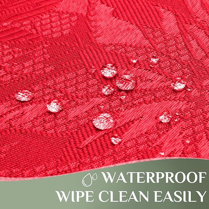 Rectangle Christmas Jacquard Table Cloth Waterproof Elegant Damask Floral Pattern Heavy Weight Wipeable Wrinkle Free Fabric Table Covers for Dinner or Daily Uses(Dark Red/60x104 Inch)