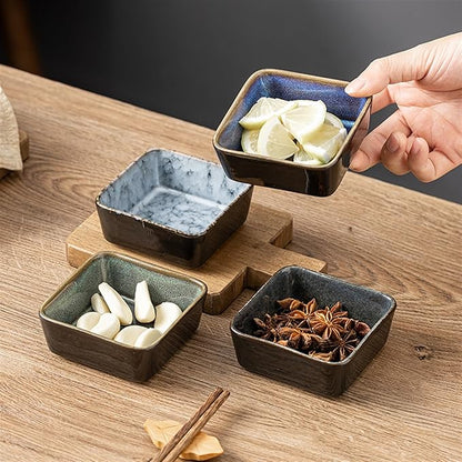 Salad plate Retro Ceramic Snack Plate Commercial Hot Pot Seasoning Household Sauce Plate Dipping Bowl Appetizer Plate Plastic plate(B), ZHONGXIAOFEI2023