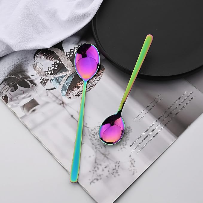 30 Pieces Silverware Set, Rainbow-Flatware Cutlery Set Service for 6, 18/8 Stainless Steel Tableware Eating Utensils for Home/Hotel/Restaurant, Mirror Polished, Dishwasher Safe