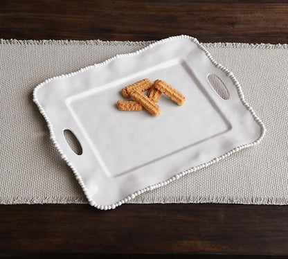 Beatriz Ball Alegria Rectangular Tray with Handles, White