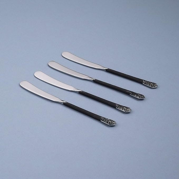 Gourmet Settings - 4-Piece Spreader Knife Set - Avalon Collection - Polished/Matte Stainless Steel Spreaders - Cheese and Butter Spreading Knives - 6.75 inches - Dishwasher Safe