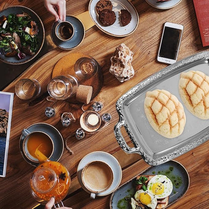 Alipis Retro European Style Bread Tray Multi-Purpose Metal Kitchen Serving Tray for Dining Room and Kitchen Handles for Appetizers and Desserts