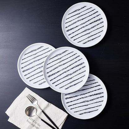 Stone Lain Nova Modern Stoneware Dinnerware Set, Plates and Bowls Set, 16-Piece Dish Set Service for 4, Black