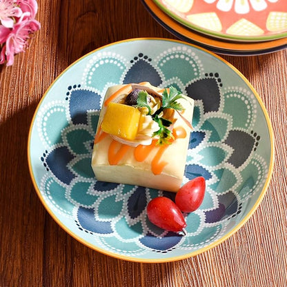 5.6 Inch Ceramic Appetizer Plate, Small Dessert Plate - Elegant Round Flat Dish for Snacks, Cakes, Sushi - Set of 4