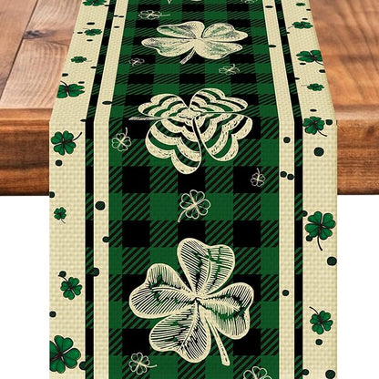 St.Patrick's Day Table Runner Seasonal Holiday Kitchen Dining Linen Table Decoration for Indoor Outdoor Home Party Decor 13 x 72 Inch