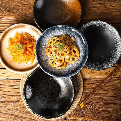 GUERNSEY Snack Bowls Retro Ceramic Plate Cold Vegetable Plate Suitable for Seaweed Kimchi Dessert Sauce Plate Dipping Sauce Plate Snack & Dip Bowls (Color : B, Size : Small)