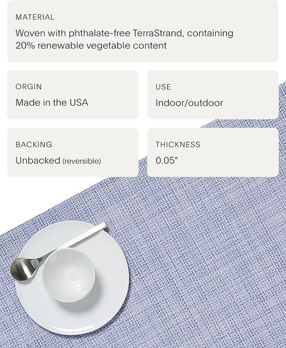 Chilewich Mini Basketweave Placemats in Periwinkle - Set of 4 - Easy Care Woven Tabletop Textiles - Indoor/Outdoor - 19" x 14" Rectangle