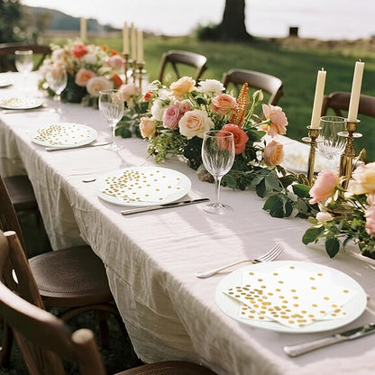 80 Pack of White Paper Cocktail Napkins with Gold Foil Polka Dot Confetti，Polka Dot Party Supplies(5 x 5 in，3-ply) (gold)