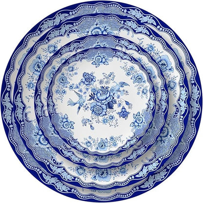 European American Style Sample Room Tableware Set Setting Blue Western Plates Hotel Dinner Plates Bowls Coffee Cups and Saucers Tableware Tableware Set Blue and White Ceramic Home Kitchen Tableware Se