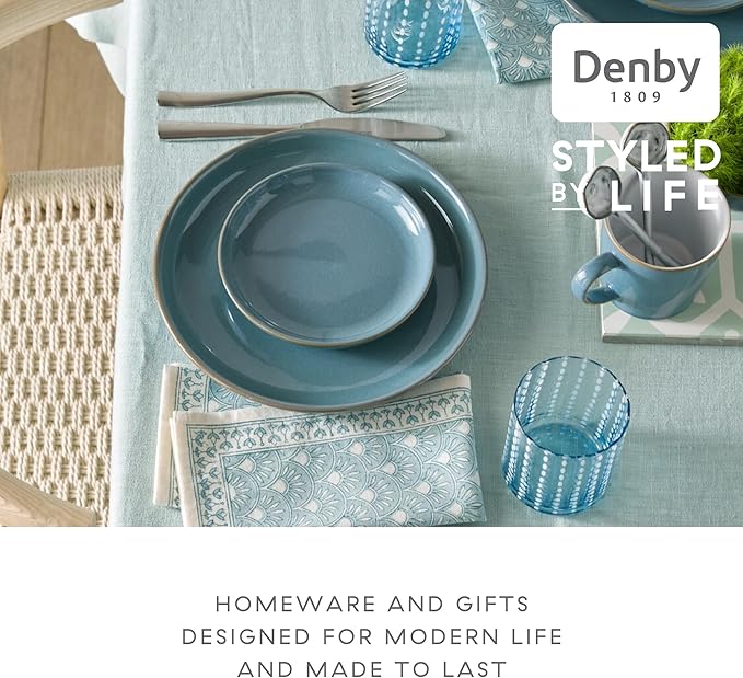 Denby - Azure Coupe Small Plate - 6.7in Blue Glaze Ceramic Everyday Side, Appetizer Plate - Stoneware Dishwasher & Microwave Safe Tableware - Scratch Chip Resistant Dinnerware
