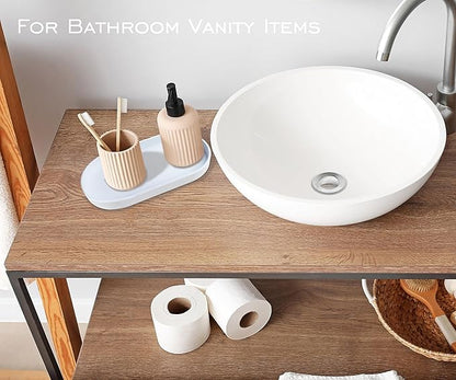 White Small Tray (10 inch), Oval Tray for Bathtub Bathroom Vanity Items, Countertop Organizer, Coffee Accessory, Soap, Perfume.