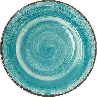 Carlisle FoodService Products Mingle Resuable Plastic Plate Dinner Plate with Pottery Style for Home and Restaurant, Melamine, 9 Inches, Aqua, (Pack of 12)