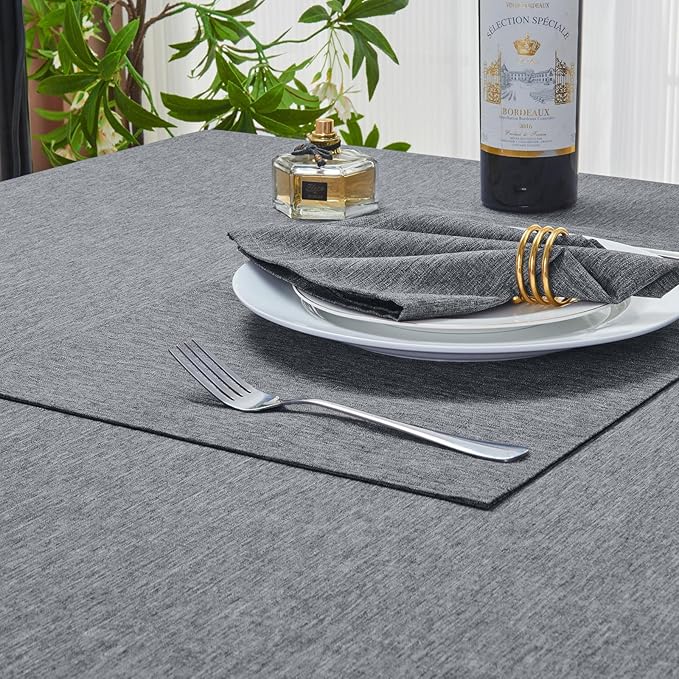 Rectangle Table Cloth Linen Farmhouse Stainproof Waterproof Washable Polyester Oblong Rectangular Fabric Table Cover for Kitchen Dining Dinner(Gray/60x120 Inch)