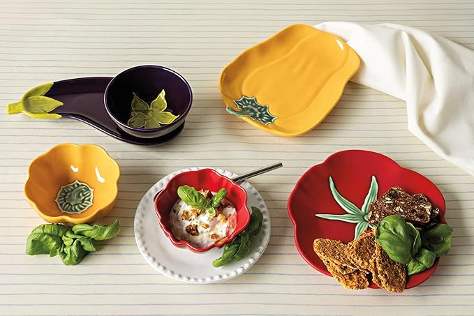 Now Designs Eggplant Collection Stoneware Dish, Eggplant Shaped, W4.5 x L10.25in, Dishwasher & Microwave Safe