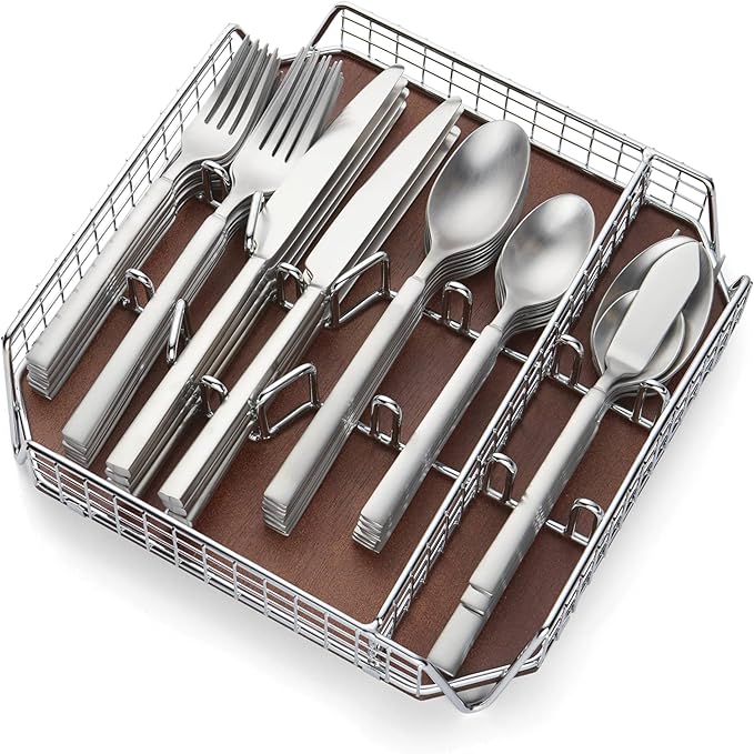 Cambridge 347545BR Gailann Satin 45-Piece Flatware Set With Caddy