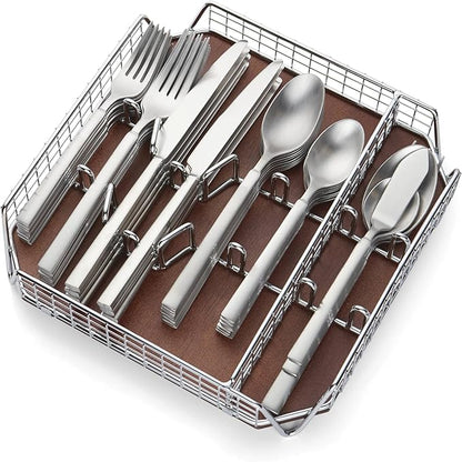 Cambridge 347545BR Gailann Satin 45-Piece Flatware Set With Caddy