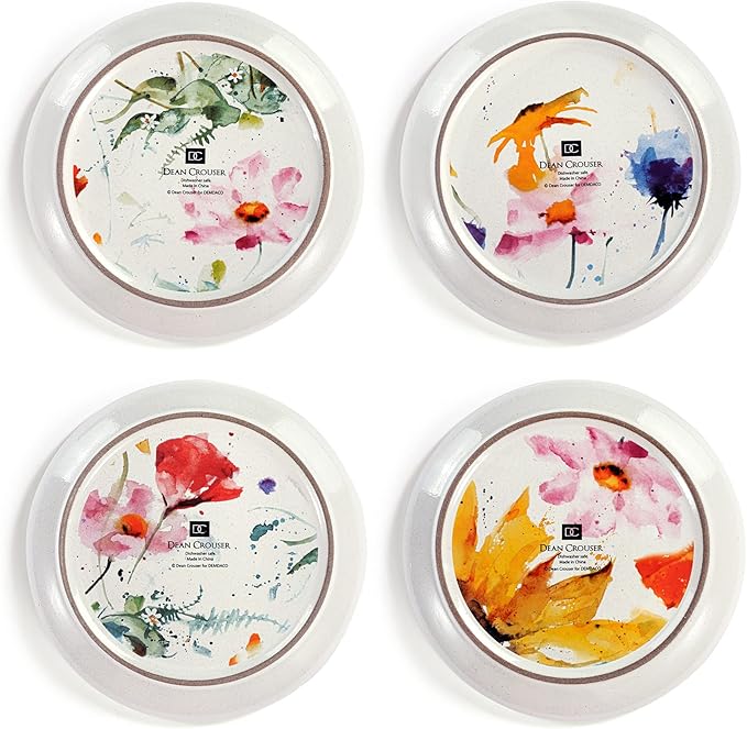 DEMDACO Watercolor PeeWee Birds 6.5 inch Stoneware Appetizer Plates Set of 4