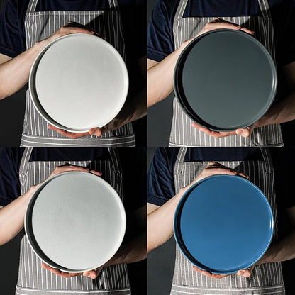 Plate Set for 8 Kitchen Plates and Bowls Ceramic Dinner Set for 8, Microwave Safe Plates and Bowls Sets Stone Plate 24 Pieces Dinner Ware Sets Scratch Resistant (Galaxy Mist)