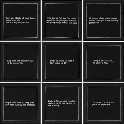 Five Star Funny 40th Birthday Quotes | Black Cotton Cocktail Napkins | 50 Luxury Disposable Beverage Napkins with Witty Bar Quotes | Drink Napkins for Parties, Bars, Weddings & Game Nights